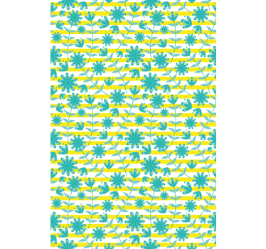 Helder strepenpatroon rolgordijn bloemen en planten - TenStickers