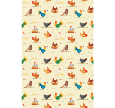 Kippen en hanen rolgordijn dieren - TenStickers