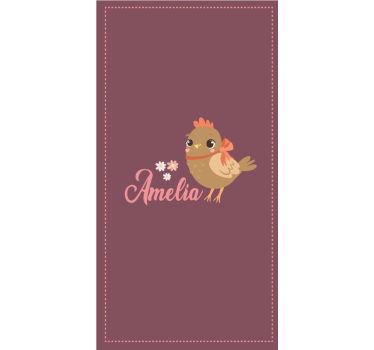 Kuikentje met bloemen en naam rolgordijn meer dieren - TenStickers