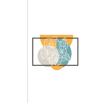 Minimalistisch abstract frame rolgordijn bloemen en planten - TenStickers