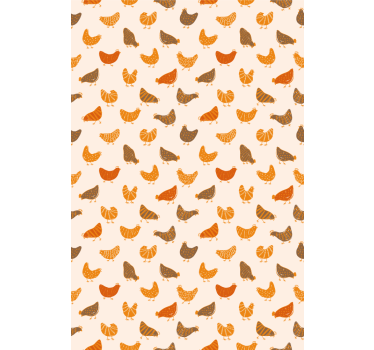 Meer dieren keuken rolgordijn Oranje en bruin vogelpatroon - TenStickers