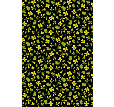 Geel en zwart patroon rolgordijn bloemen en planten - TenStickers