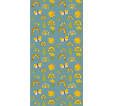 Rolgordijn bomen zonnige regenboogdesign - TenStickers