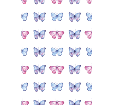 Blauwe en roze vleugels rolgordijn vlinders - TenStickers