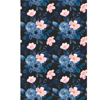 Blauw bloemenmotief rolgordijn bloemen en planten - TenStickers