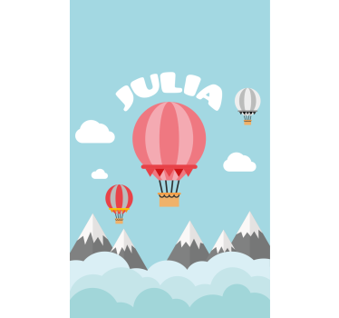 Heteluchtballonnen met naam kinderkamer rolgordijn - TenStickers