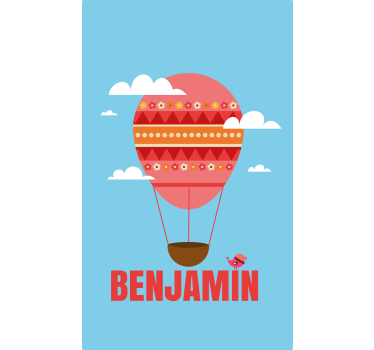 Kinderkamer rolgordijn luchtballon met naam - TenStickers