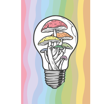 Paddenstoel gloeilamp kunst rolgordijn bloemen en planten - TenStickers