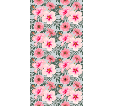 Hibiscus en bloemen rolgordijn woonkamer - TenStickers