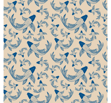 Rolgordijnen woonkamer Beige en blauwe koivissen - TenStickers