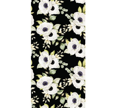 Rolgordijn bloemen elegant witte bloemen - TenStickers