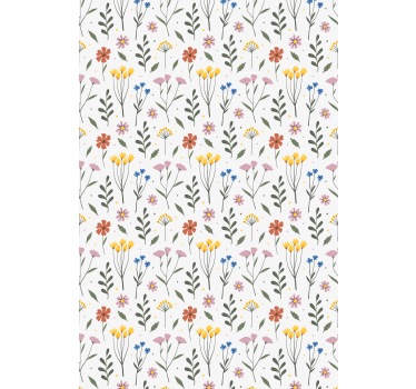 Wit botanisch patroon rolgordijn bloemen en planten - TenStickers