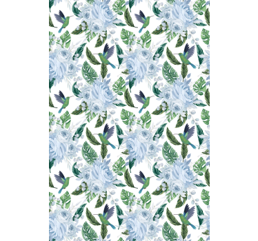 Kolibries en rozen rolgordijn bloemen en planten - TenStickers