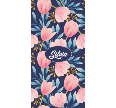 Roze bloemenontwerp rolgordijn bloemen en planten - TenStickers