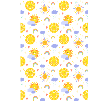 Zonnige wolken en regenbogen kinderkamer rolgordijn - TenStickers