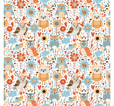 Charmant uilenpatroon rolgordijn dieren - TenStickers