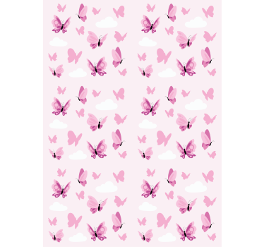 Roze fladderen en wolken rolgordijn vlinders - TenStickers