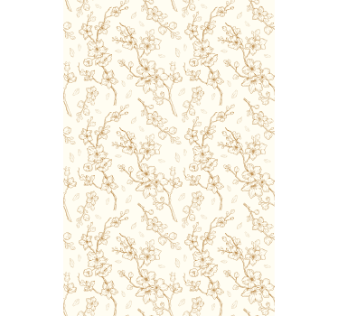 Eenvoudig beige bloesempatroon rolgordijn bloemen en planten - TenStickers