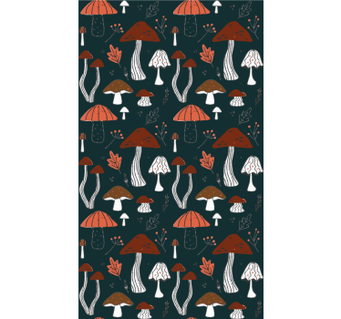Paddenstoelmotief kunst rolgordijn bloemen en planten - TenStickers