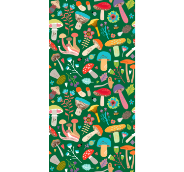 Levendig paddenstoelmotief rolgordijn bloemen en planten - TenStickers