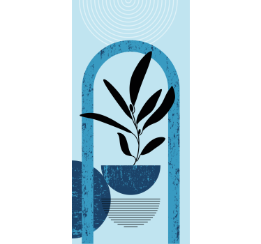 Blauwe stijlvolle potplant rolgordijn bloemen en planten - TenStickers