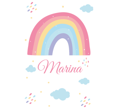 Rolgordijn babykamer Schattige regenboog en wolk in pastel - TenStickers