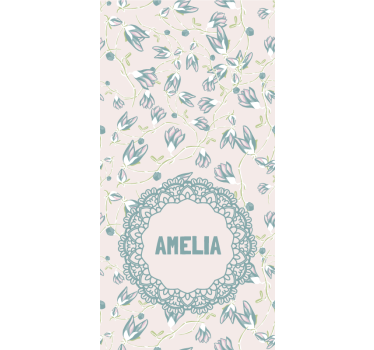 Naam met delicaat bloemenmotief rolgordijn tienerkamer - TenStickers