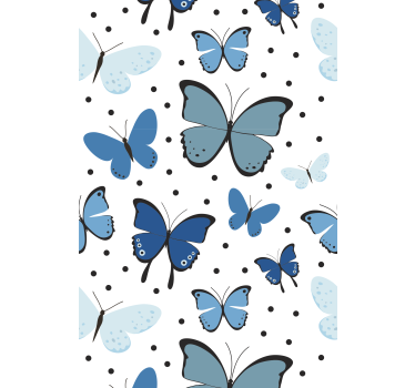 Blauw fladderend en stippen rolgordijn vlinders - TenStickers