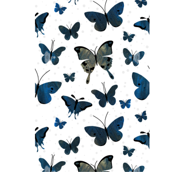 Inspiratie voor blauw en beige patroon rolgordijn vlinders - TenStickers