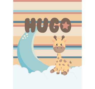 Giraffe met wolken rolgordijn babykamer - TenStickers