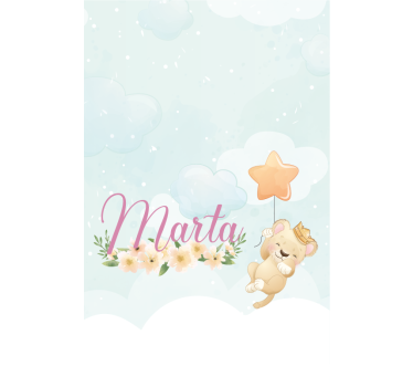 Bby leeuw met ster en naam rolgordijn babykamer - TenStickers