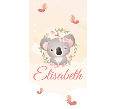 Kinderkamer rolgordijn baby koala met naam - TenStickers