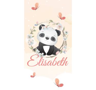 Baby panda met naam kinderkamer rolgordijn - TenStickers