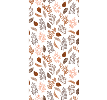 Herfstbruin patroon rolgordijn bloemen en planten - TenStickers