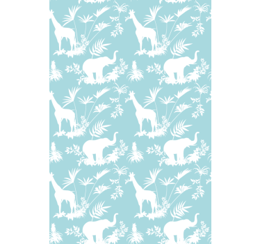 Olifanten en giraffen rolgordijn dieren - TenStickers