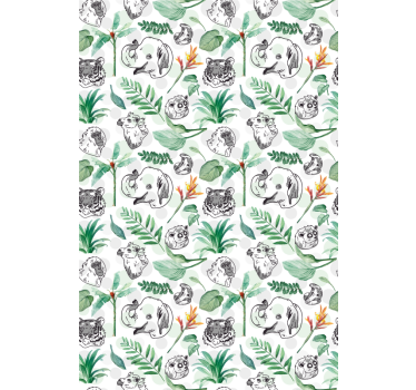 Groene jungledieren kinderkamer rolgordijn - TenStickers