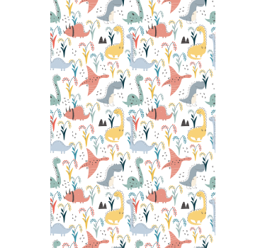 Scandinavisch kleurrijk patroon dinosaurus rolgordijn - TenStickers