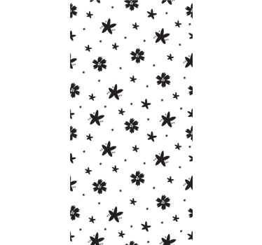 Zwart-wit ontwerp rolgordijn bloemen - TenStickers