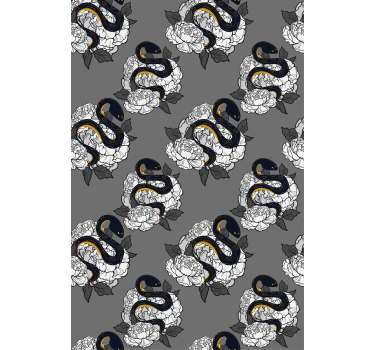 Slang- en bloemenpatroon rolgordijn meer dieren - TenStickers