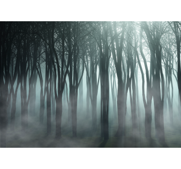 Mistig bos silhouet rolgordijn bomen - TenStickers