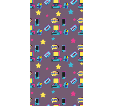 Retro gaming-iconen nerd rolgordijn - TenStickers
