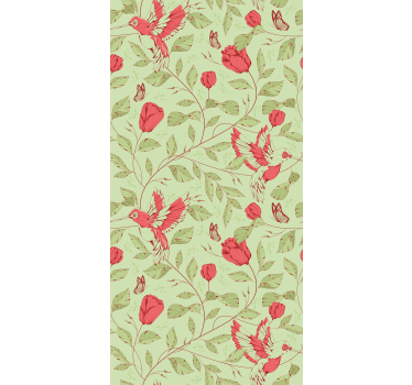 Rolgordijn bloemen en planten kolibries en bloemen - TenStickers