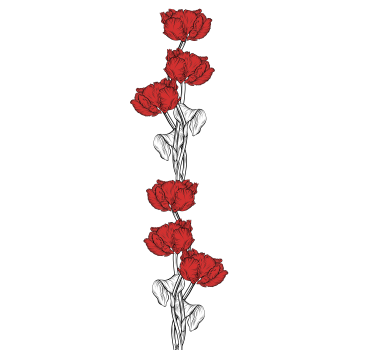 Rolgordijn bloemen en planten elegante rode bloesems - TenStickers