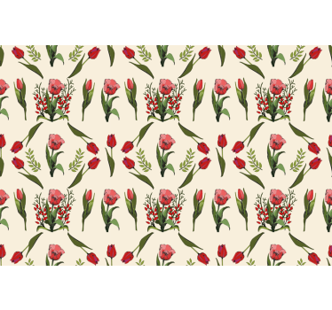Elegante beige opstelling rolgordijn bloemen - TenStickers