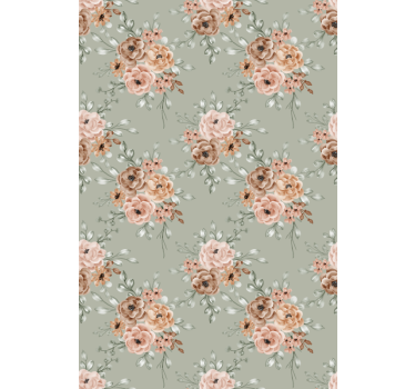 Prachtig beige arrangement rolgordijn bloemen - TenStickers