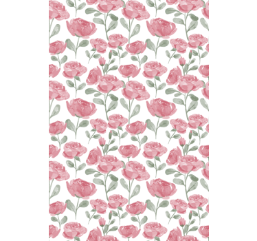 Aquarel rozen rolgordijn bloemen en planten - TenStickers