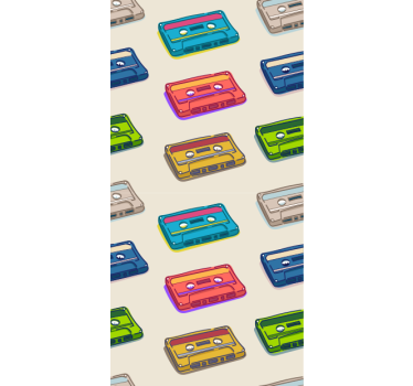 Kleurrijke cassettebandjes nerd rolgordijn - TenStickers