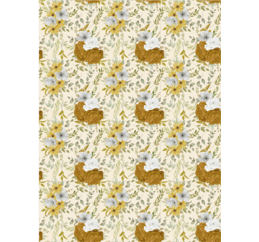 Beige en bruin patroon rolgordijn bloemen en planten - TenStickers