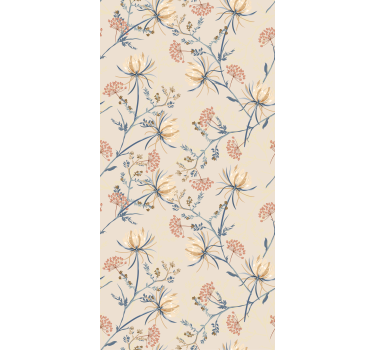 Bloemenbloesem beige patroon rolgordijn bloemen en planten - TenStickers