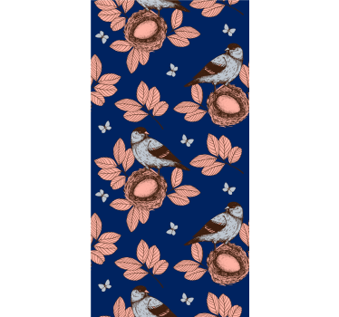 Nestelende vogels en bladeren rolgordijn bloemen en planten - TenStickers